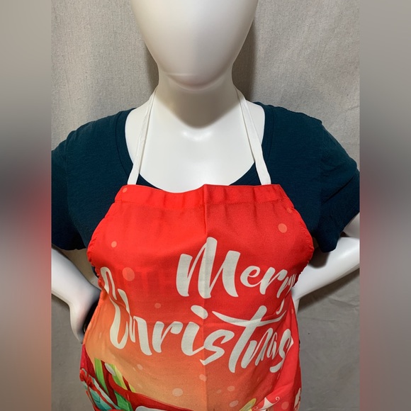 Holiday merry Christmas apron sublimated Mandil new Santa with presents - Picture 4 of 6
